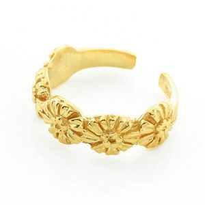 10K Solid Gold Flower Knuckle, Toe Ring Adjustable - Yellow, Rose, or White